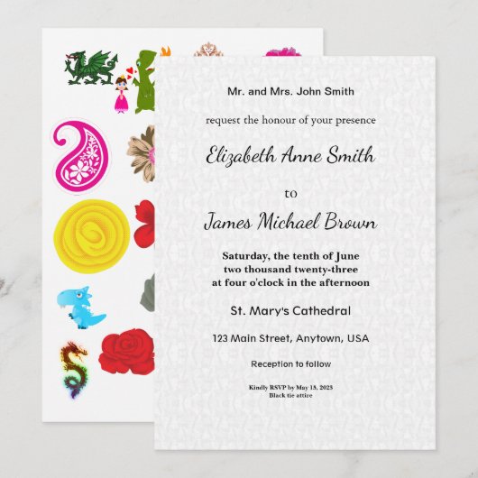 Floral Clipart Dragon Stickers Pack | Cute Art カード (正面/裏面)