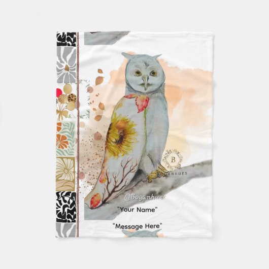FLoral Cloak Owl Fleece Baby Blanket フリースブランケット (正面)