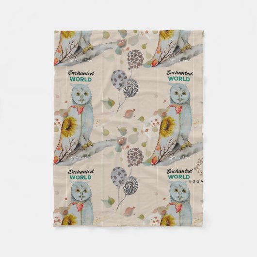 Floral Cloak Owl Fleece Baby Blanket フリースブランケット (正面)