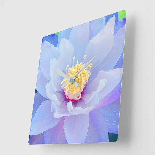 Floral Clock - Lavender スクエア壁時計 (傾斜)