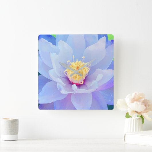 Floral Clock - Lavender スクエア壁時計 (ホーム)