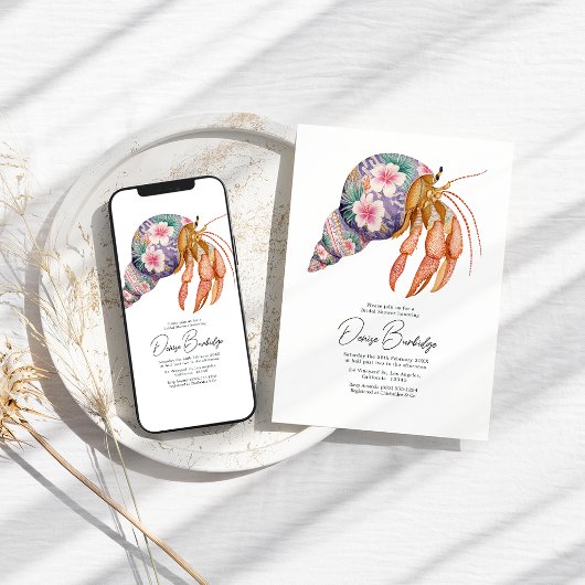 Floral Coastal Beach Nautical Bridal Shower 招待状