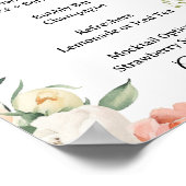 Floral Cocktail Bar Menu Bridal Shower Sign ポスター (角)