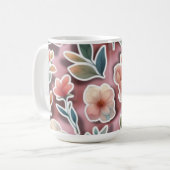 Floral Coffee Mug – Peach Flowers コーヒーマグカップ (正面左)