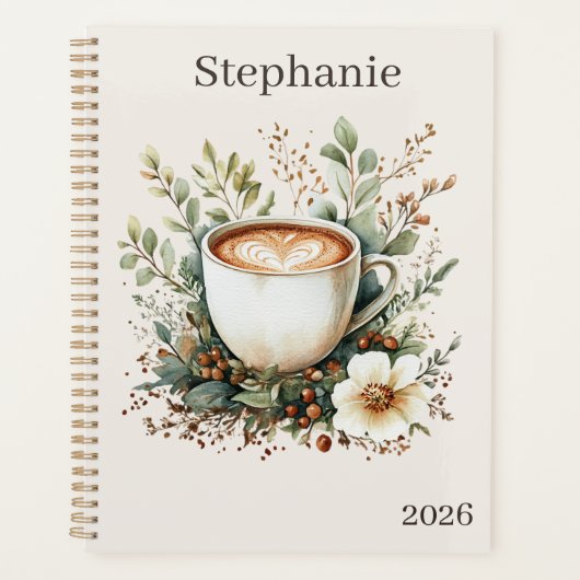 Floral Coffee Themed Personalized プランナー手帳 (正面)