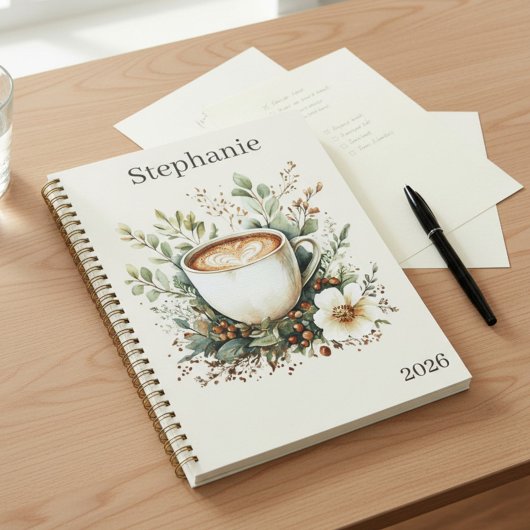 Floral Coffee Themed Personalized プランナー手帳