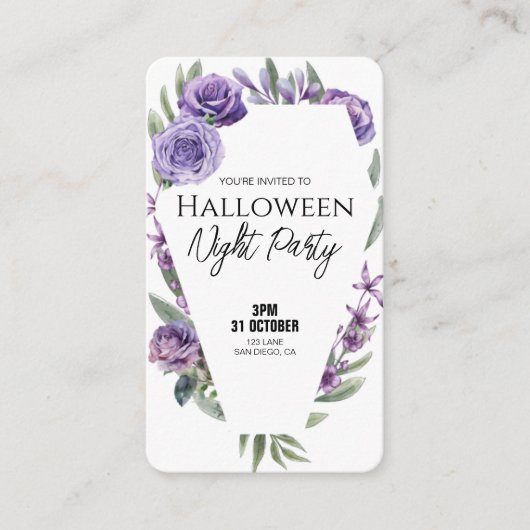 Floral Coffin Invitation Business Cards 名刺 (正面)