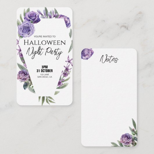 Floral Coffin Invitation Business Cards 名刺 (正面/裏面)