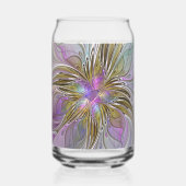 Floral Colorful Abstract Fractal With Pink & Gold ガラス缶 (裏面)