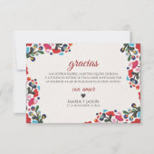 Floral Colorful Botanical Flowers Spanish Wedding サンキューカード (正面)
