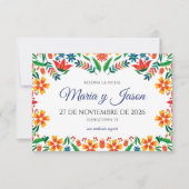 Floral Colorful Botanical Flowers Spanish Wedding セーブザデート (正面)