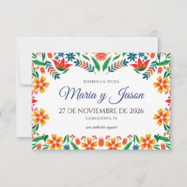 Floral Colorful Botanical Flowers Spanish Wedding セーブザデート