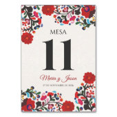 Floral Colorful Botanical Flowers Spanish Wedding テーブルナンバー (正面)