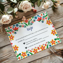 Floral Colorful Botanical Flowers Spanish Wedding 出欠カード