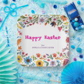 Floral Colorful Easter BRUNCH & HUNT ペーパープレート (パーティー)