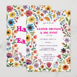 Floral Colorful Easter BRUNCH & HUNT 招待状