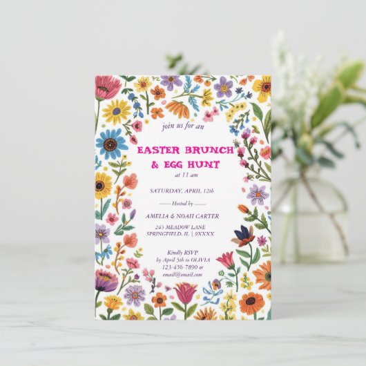Floral Colorful Easter BRUNCH & HUNT 招待状 (スタンド正面)