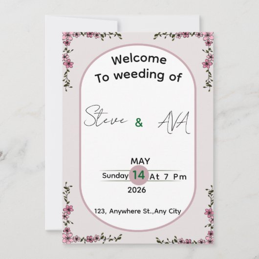 Floral Colorful Elegant Wedding Invitation 招待状 (正面)