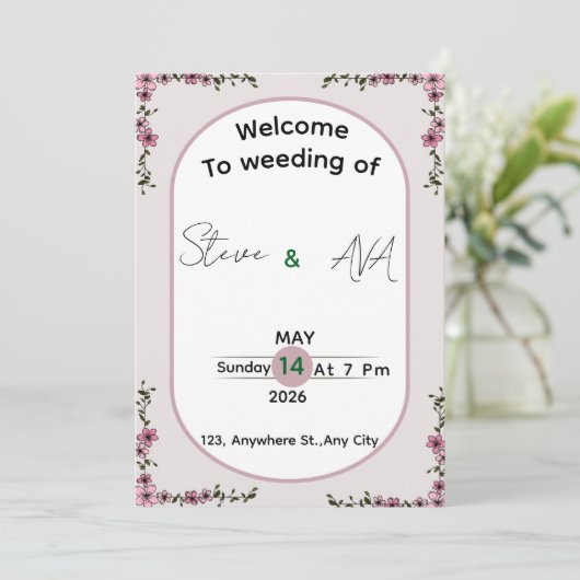 Floral Colorful Elegant Wedding Invitation 招待状 (スタンド正面)