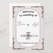 Floral Colorful Elegant Wedding Invitation 招待状 (正面/裏面)