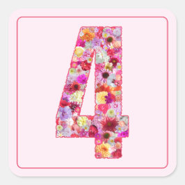 Floral Colorful Pink Month Number 4 スクエアシール