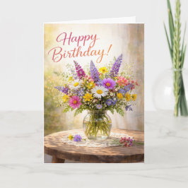 Floral Colorful Wildflowers Birthday カード