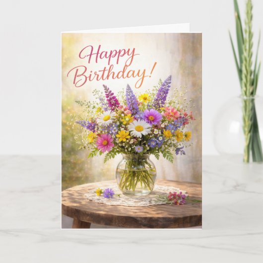 Floral Colorful Wildflowers Birthday カード (正面)