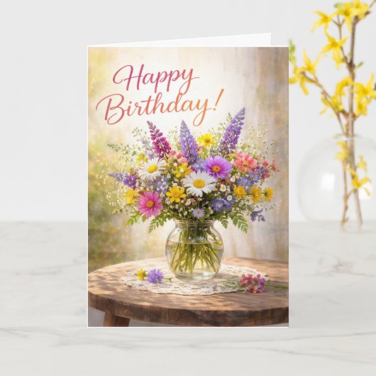 Floral Colorful Wildflowers Birthday カード (黄色い花)