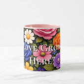 Floral Colourful Custom Quotes Valentines Mugs マグカップ (中央)