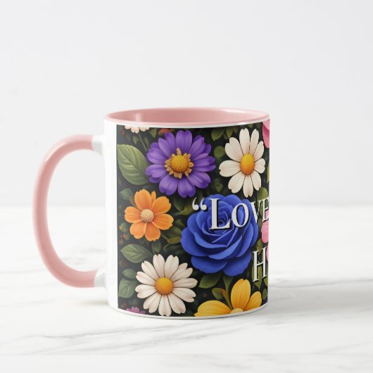 Floral Colourful Custom Quotes Valentines Mugs マグカップ (左)