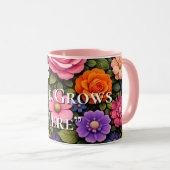 Floral Colourful Custom Quotes Valentines Mugs マグカップ (正面右)