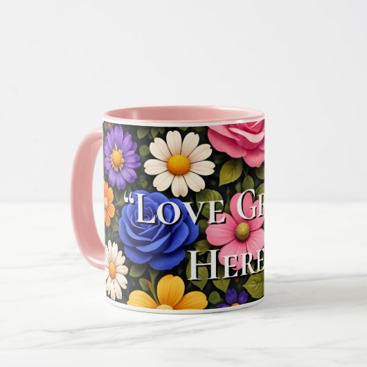 Floral Colourful Custom Quotes Valentines Mugs マグカップ (正面左)