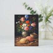 Floral Concha Still Life Art Postcard ポストカード (スタンド正面)