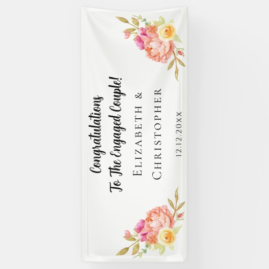 Floral Congratulations Engagement Party 横断幕 (縦)