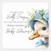 Floral Coquette Bow Silly Goose Boy baby shower スクエアシール (正面)