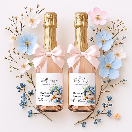 Floral Coquette Bow  Silly Goose Boy Baby shower ワインラベル