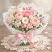 Floral Corner Wedding Napkin シール (正面)