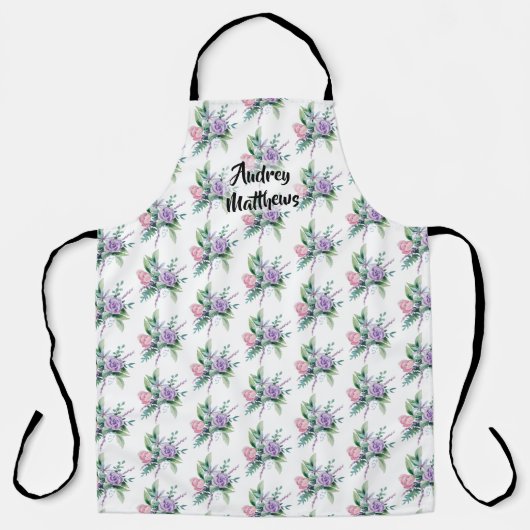 Floral Corsage pattern Personalize with Name エプロン (正面)