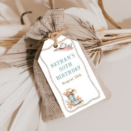 Floral Cowgirl Boots and Hat Birthday ギフトタグ