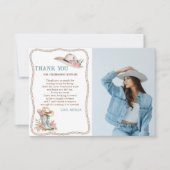 Floral Cowgirl Boots and Hat Birthday サンキューカード (正面)