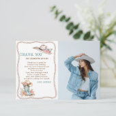 Floral Cowgirl Boots and Hat Birthday サンキューカード (スタンド正面)