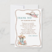 Floral Cowgirl Boots and Hat Birthday サンキューカード (正面)
