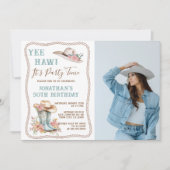 Floral Cowgirl Boots and Hat Birthday Invitation  招待状 (正面)