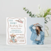 Floral Cowgirl Boots and Hat Birthday Invitation  招待状 (スタンド正面)