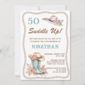 Floral Cowgirl Boots and Hat Birthday Invitation  招待状 (正面)