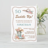 Floral Cowgirl Boots and Hat Birthday Invitation  招待状 (スタンド正面)