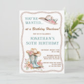 Floral Cowgirl Boots and Hat Birthday Invitation  招待状 (スタンド正面)