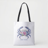 Floral Crab Coastal Nautical Beach Wedding トートバッグ (正面)