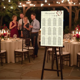 Floral Cream Heart Wedding Seating Plan 12 Tables ポスター