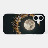 Floral Crescent Moon Celestial Case iPhone 16ケース (裏面横)